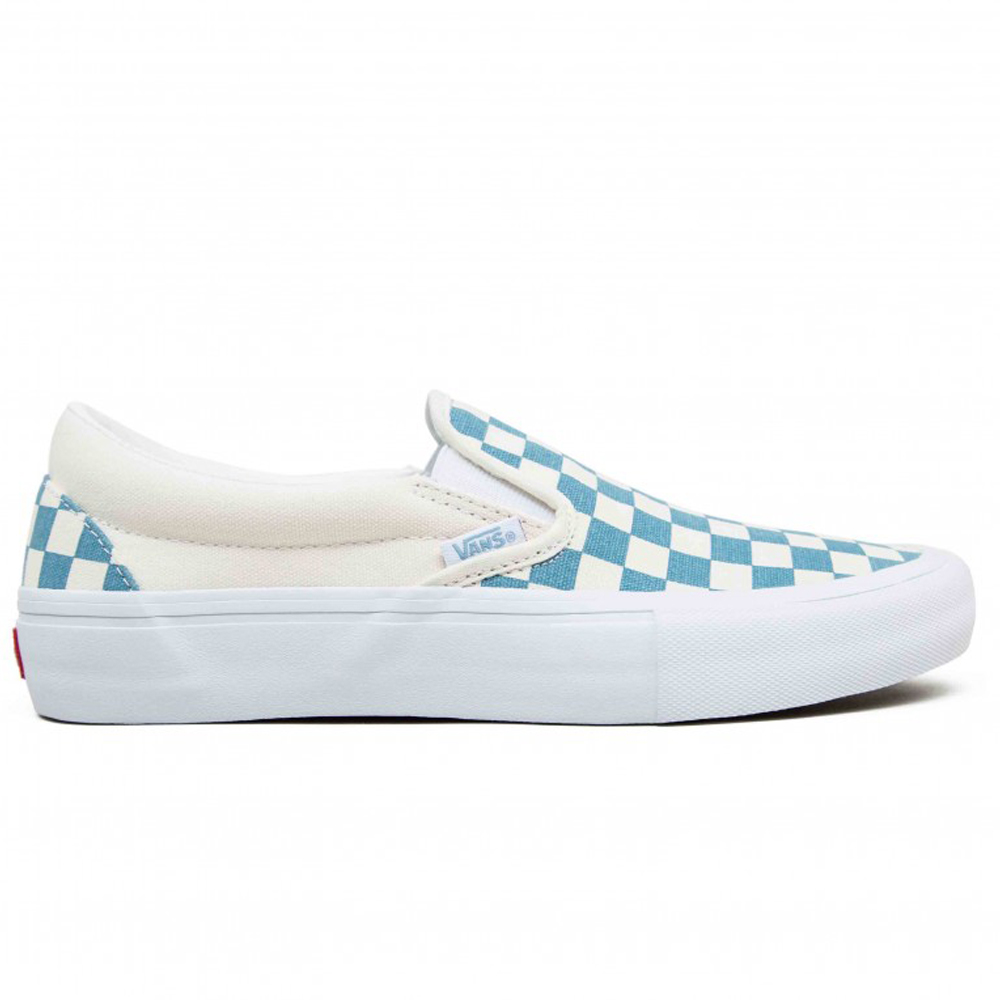 blue vans slip ons checkerboard