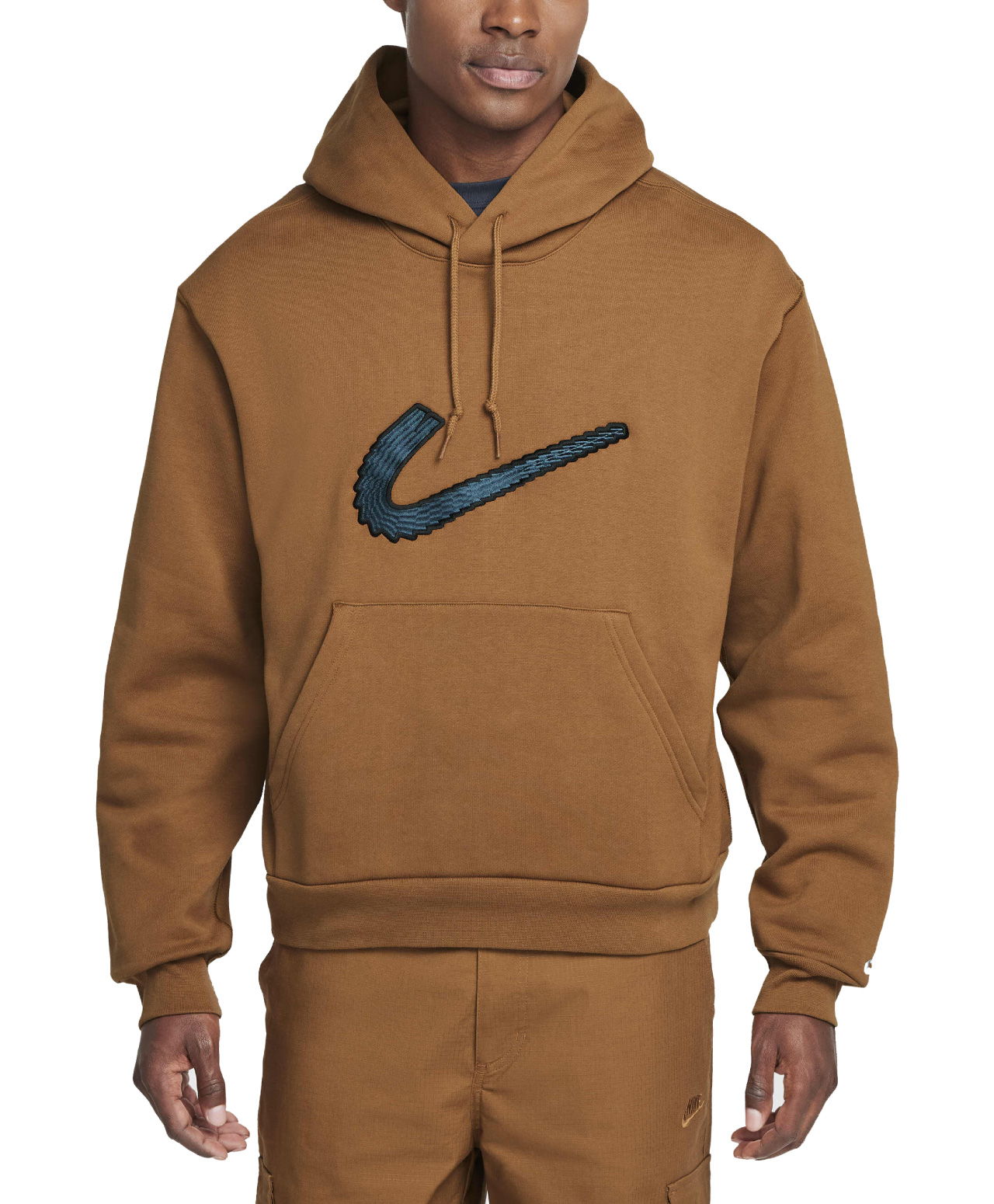 nike center swoosh hoodie brown