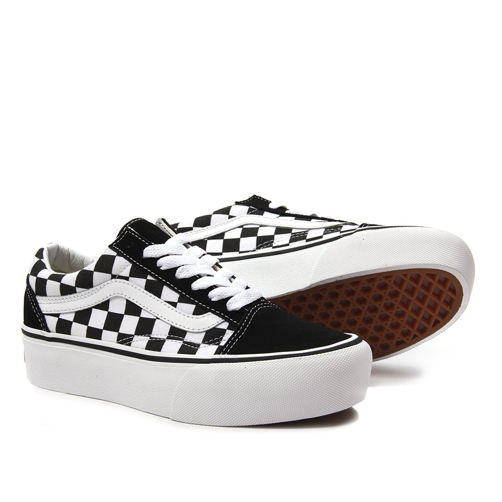 platform old skool checkered vans