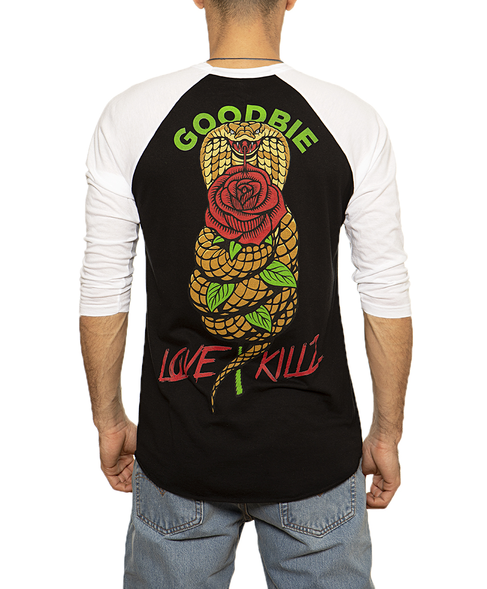 GOODBIE LOVE KILLZ RAGLAN WHITE/BLACK