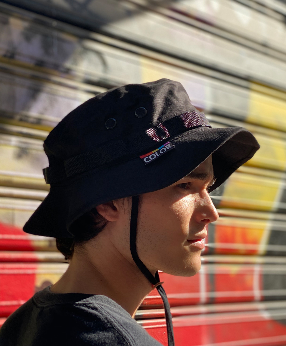 COLOR I-5 LACED BUCKET HAT BLACK