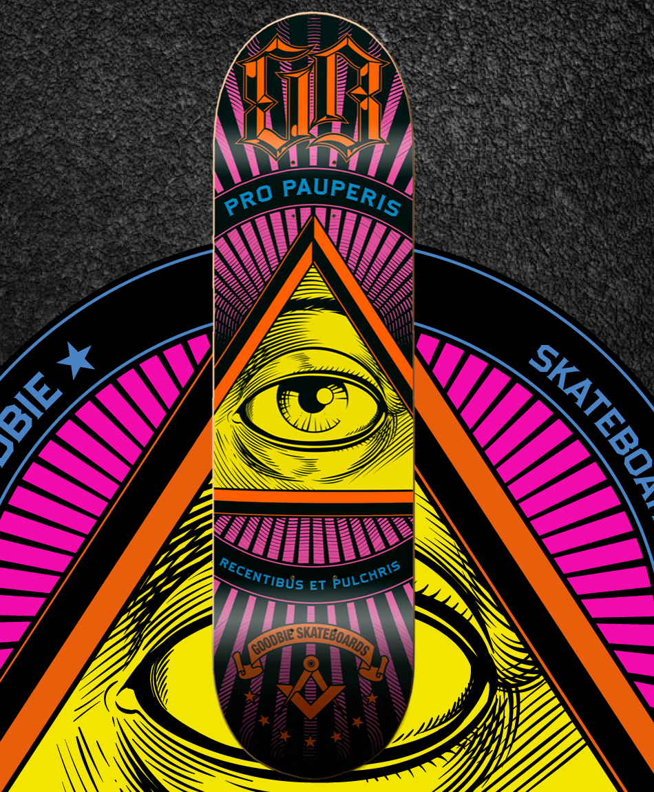 GOODBIE ILLUMINATI NEON PRO TEAM SKATE DECK