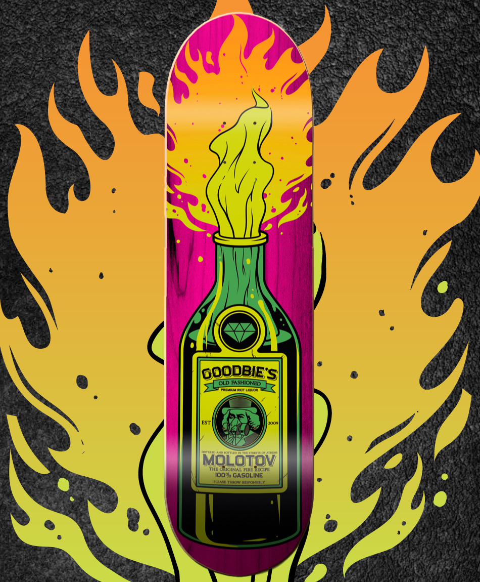 GOODBIE RIOT LIQUOR PRO TEAM SKATE DECK