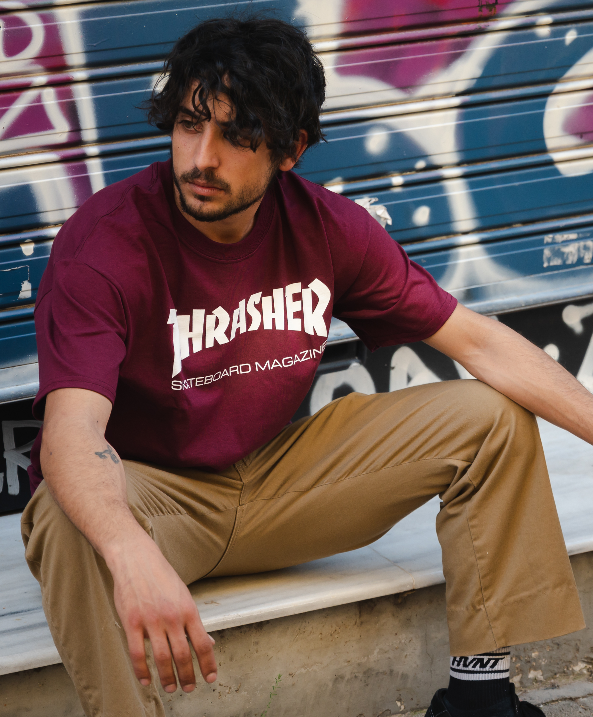 THRASHER SKATE MAG TEE MAROON