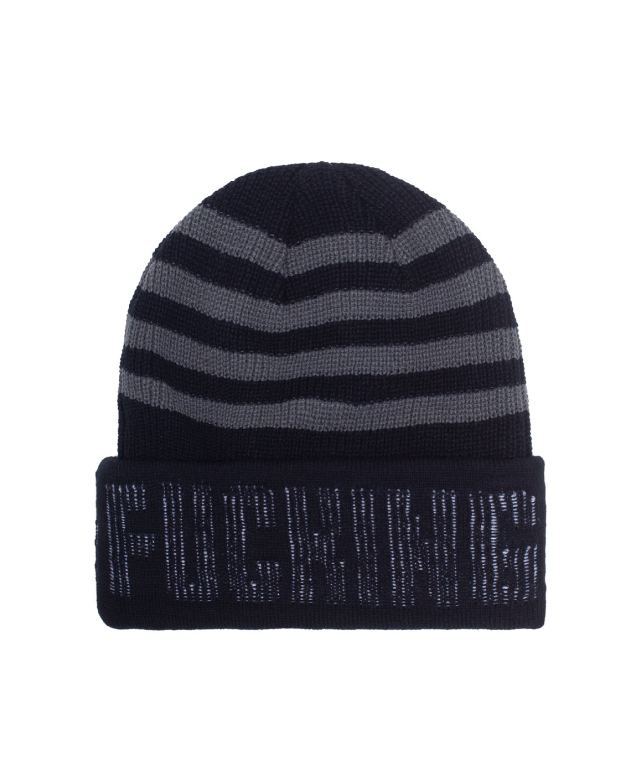 FUCKING AWESOME WORLD STRIPED CUFF BEANIE BLACK/GREY