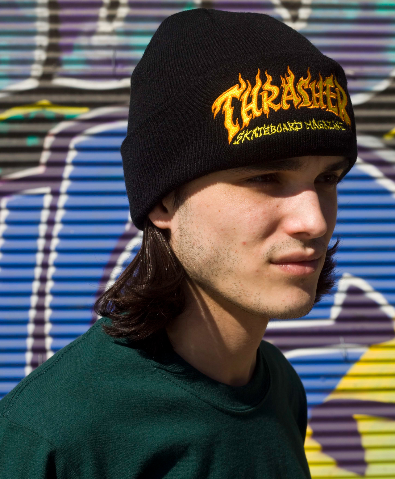 thrasher flame beanie