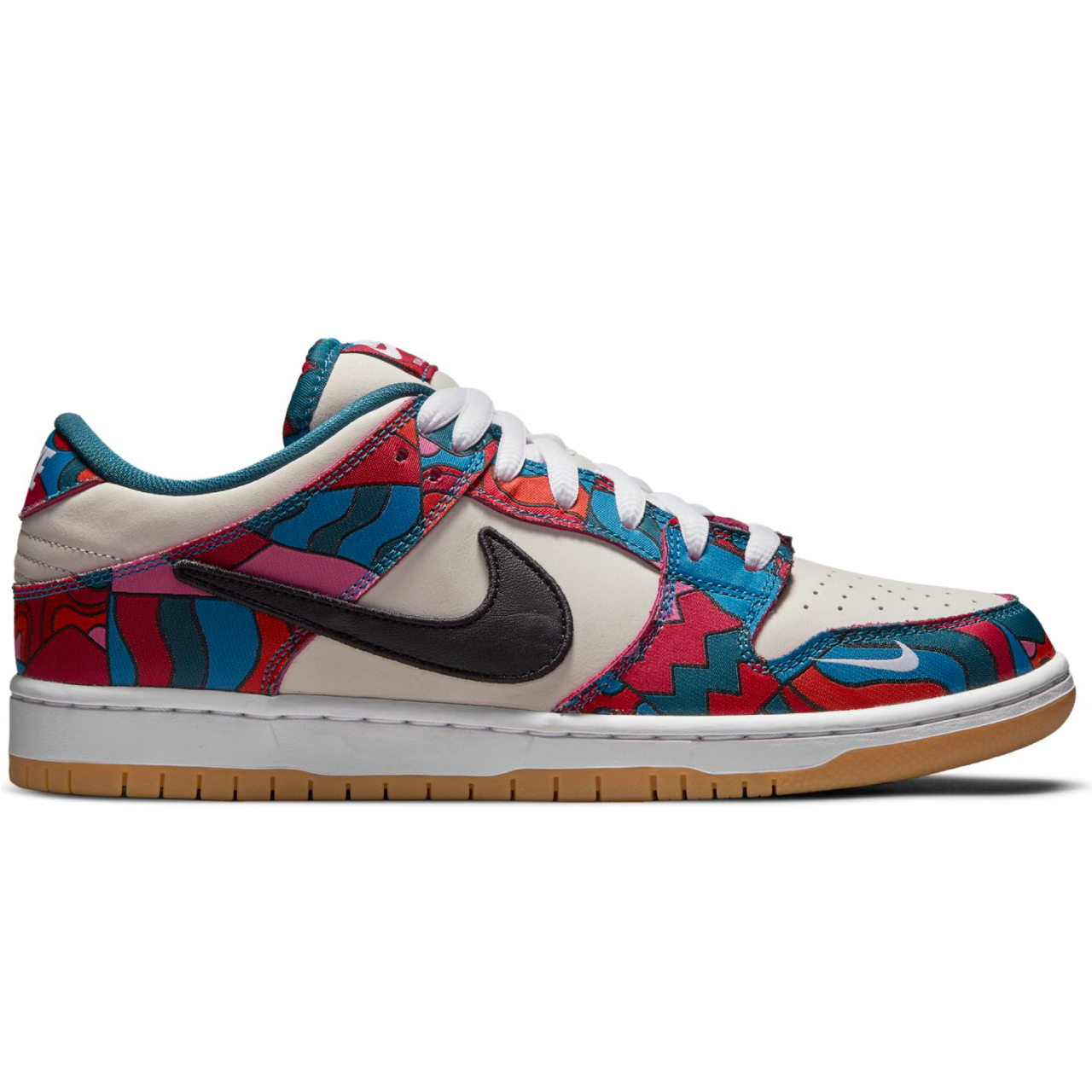 NIKE SB X PARRA DUNK LOW PRO ABSTRACT ART  FIRE PINK/GYM RED-MOCHA-WHITE-ROYAL BLUE-BLACK
