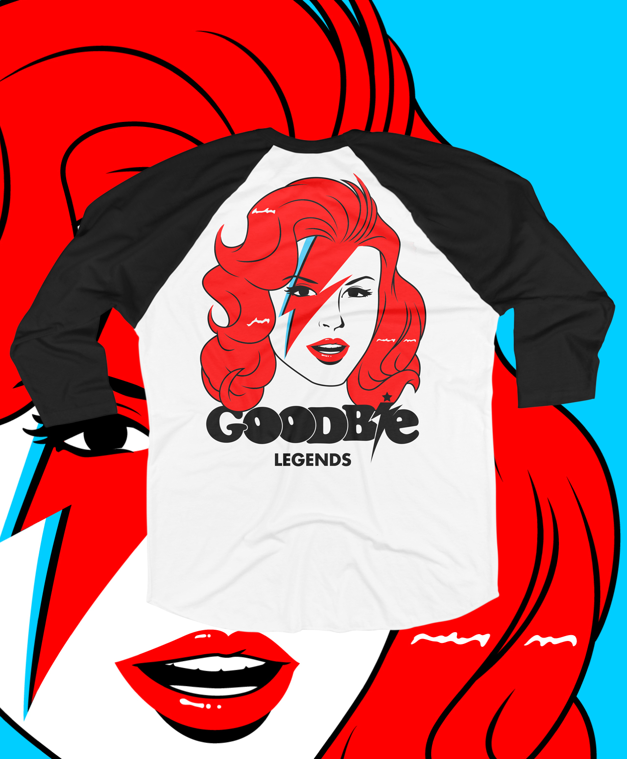 GOODBIE BOWIE LEGENDS RAGLAN WHITE/BLACK