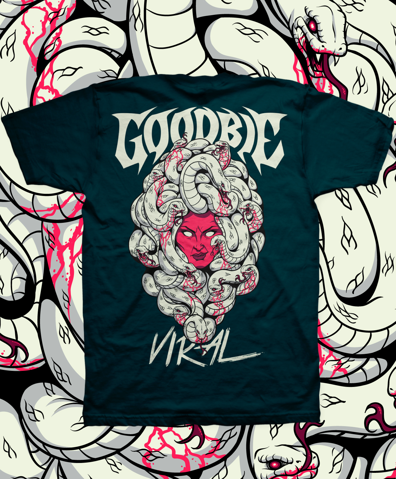 GOODBIE MEDUSA GLOW IN THE DARK TEE BLACK AQUA