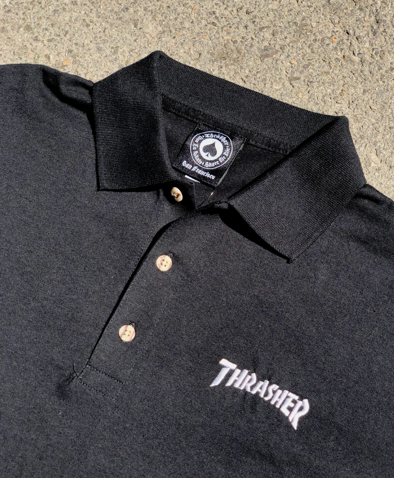 THRASHER LOGO EMBROIDERED LOGO POLO TEE 