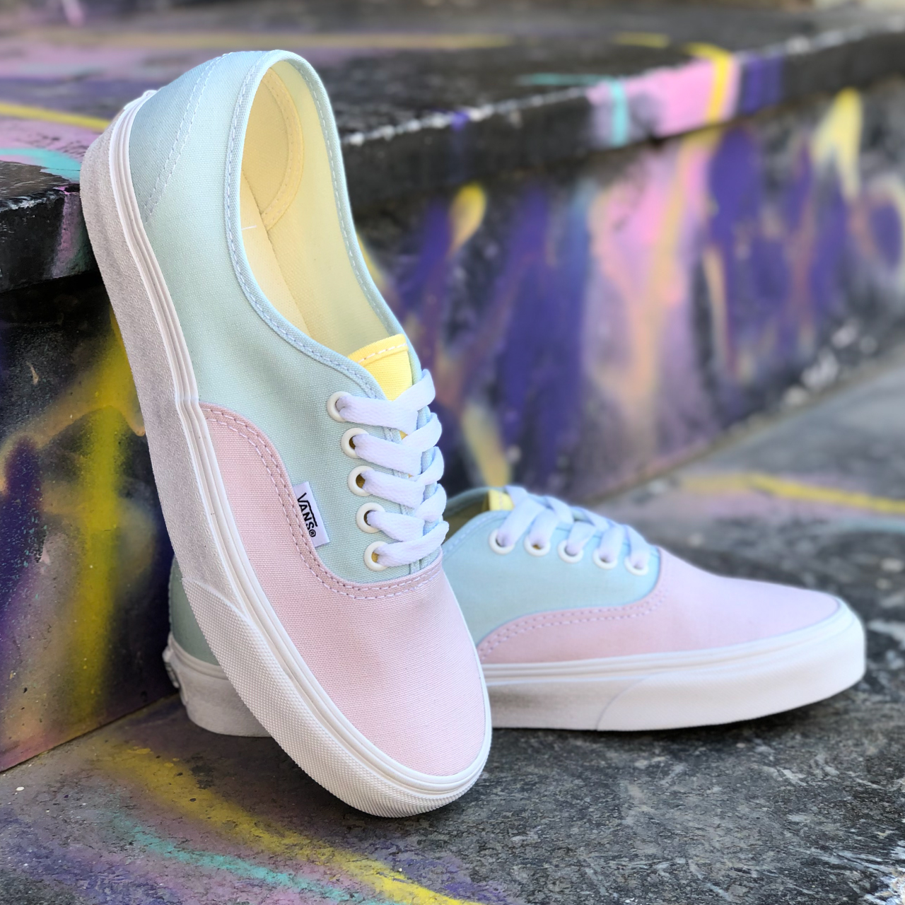 pastel multi true white vans