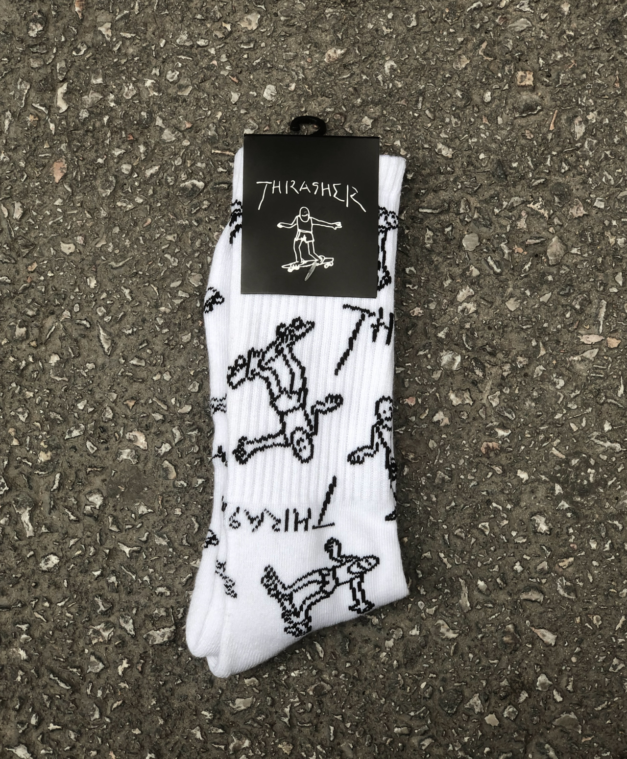 THRASHER GONZ LOGO CREW SOCKS WHITE