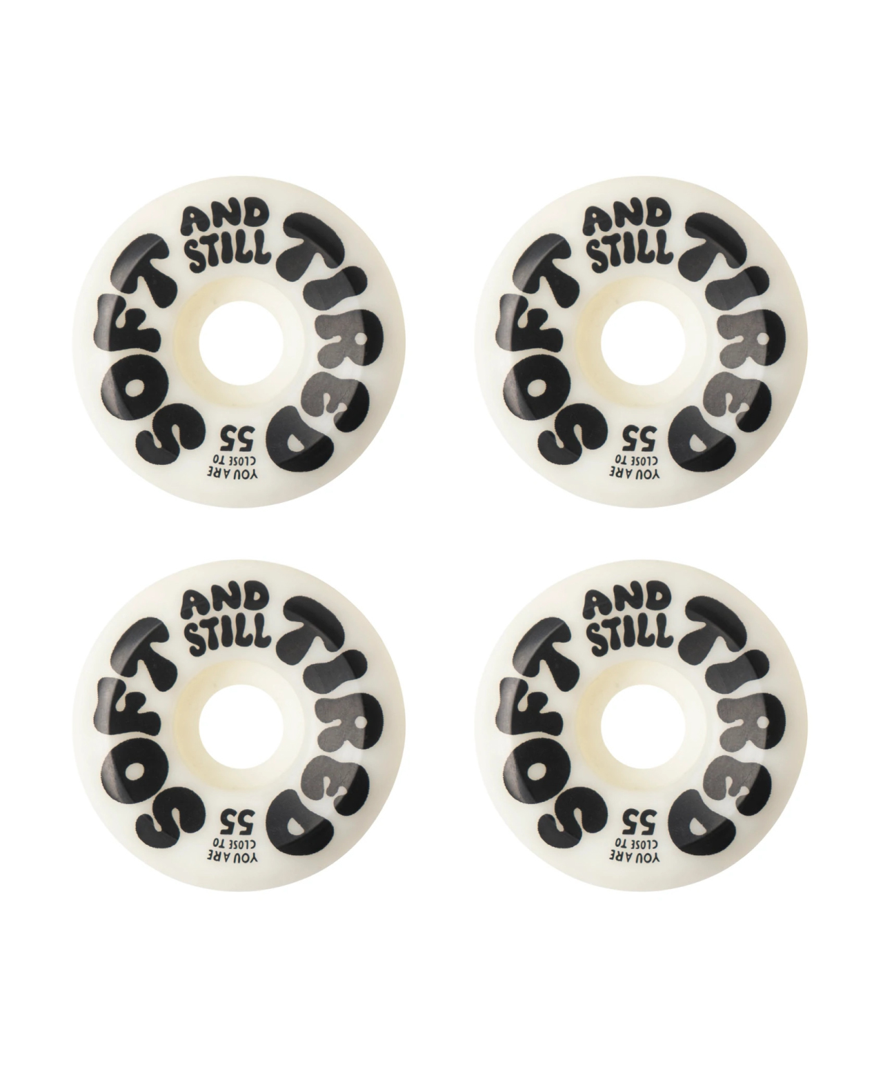 TIRED SOFT AND STILL TIRED 55mm WHELLS WHITE