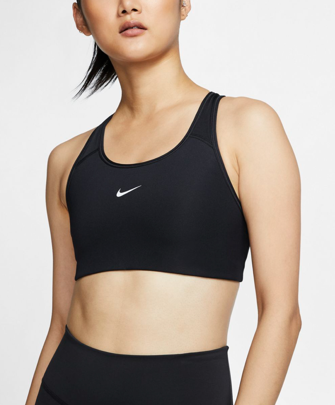 NIKE DRI-FIT SWOOSH WOMENS MEDIUM-SUPPORT 1-PIECE PAD SPORTS BRA BLACK