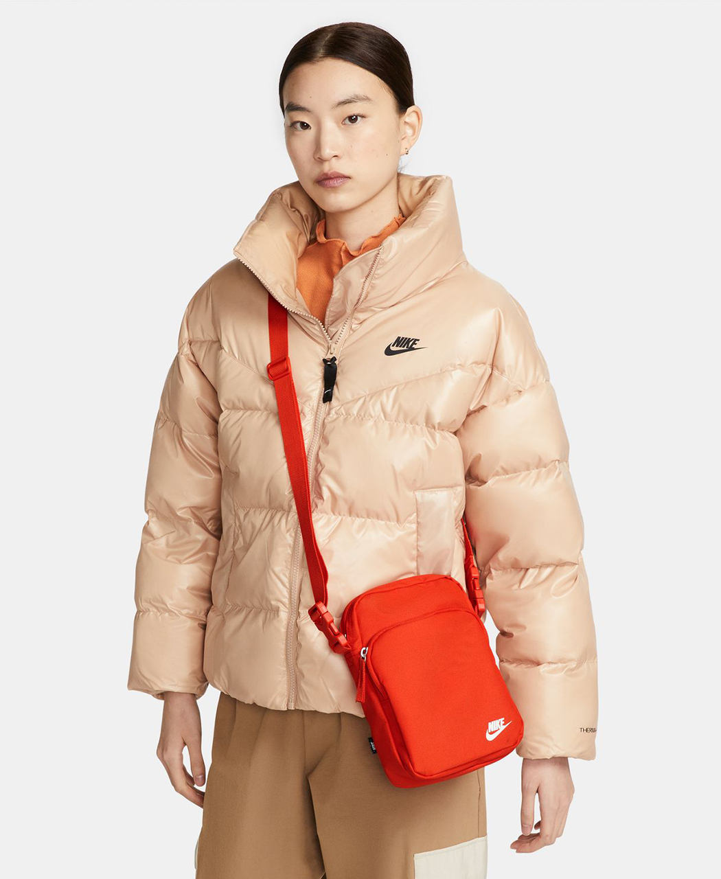 nike advance logo taping crossbody bag in red