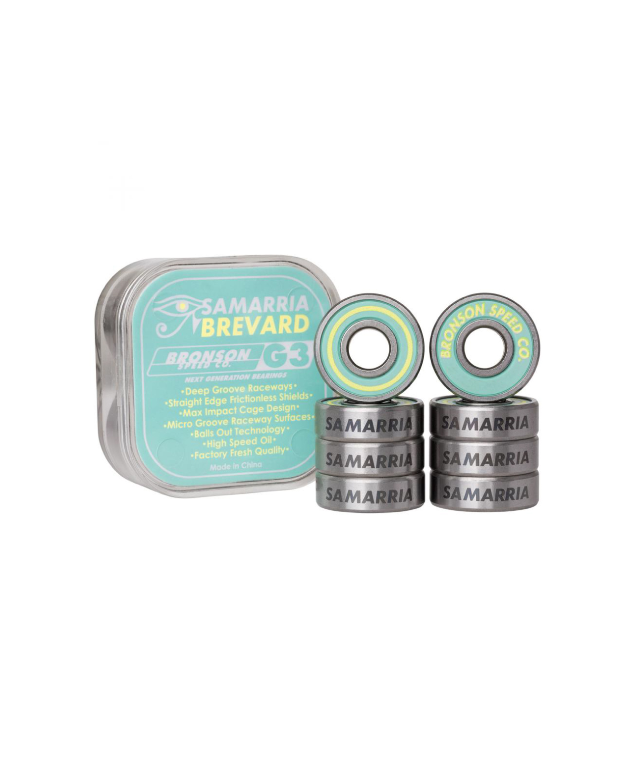BRONSON SPEED CO. SAMARIA BREVARD PRO G3 BEARINGS 8mm SILVER