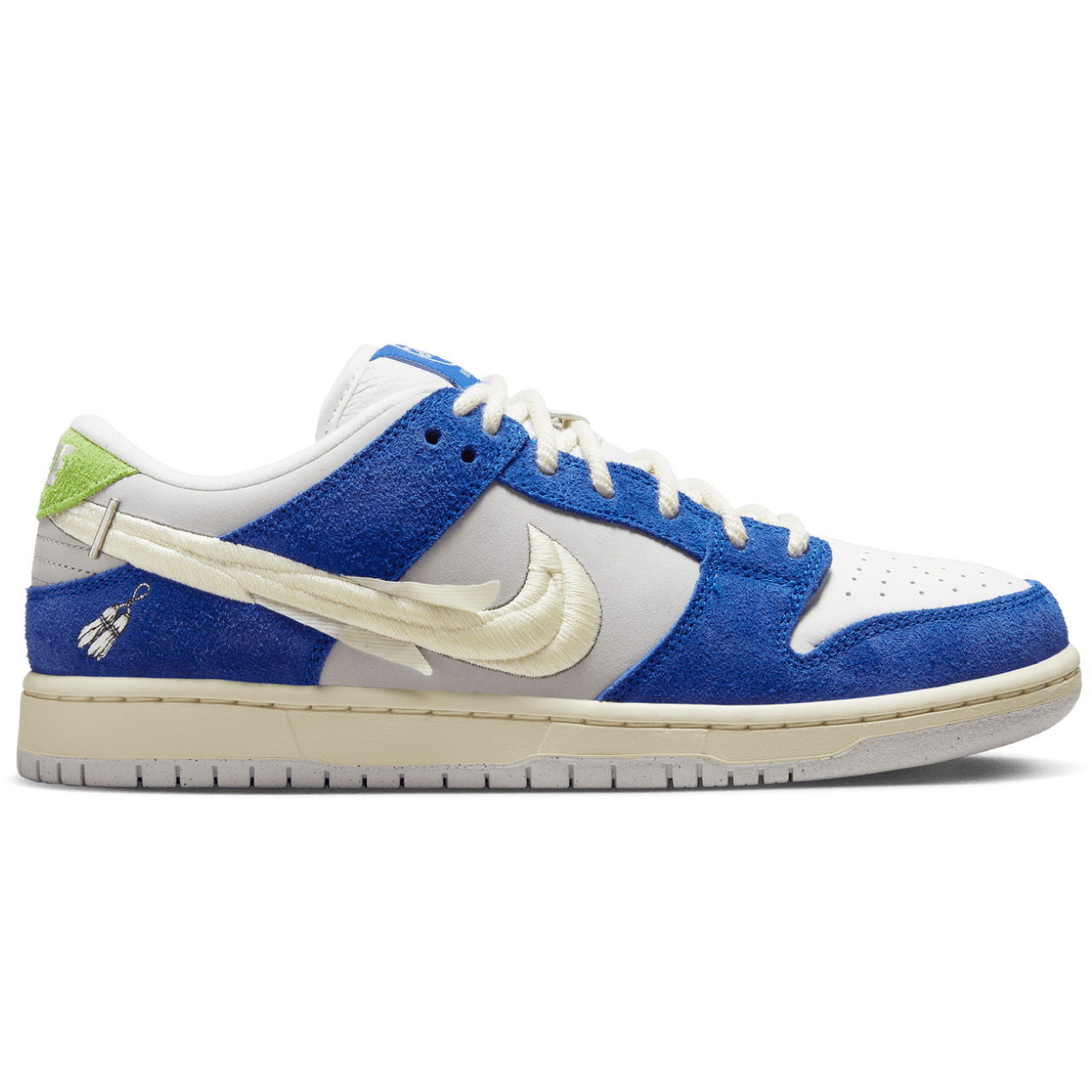 NIKE SB X FLY STREETWEAR DUNK LOW PRO GARDENIA GAME ROYAL/SAIL/GREY FOG