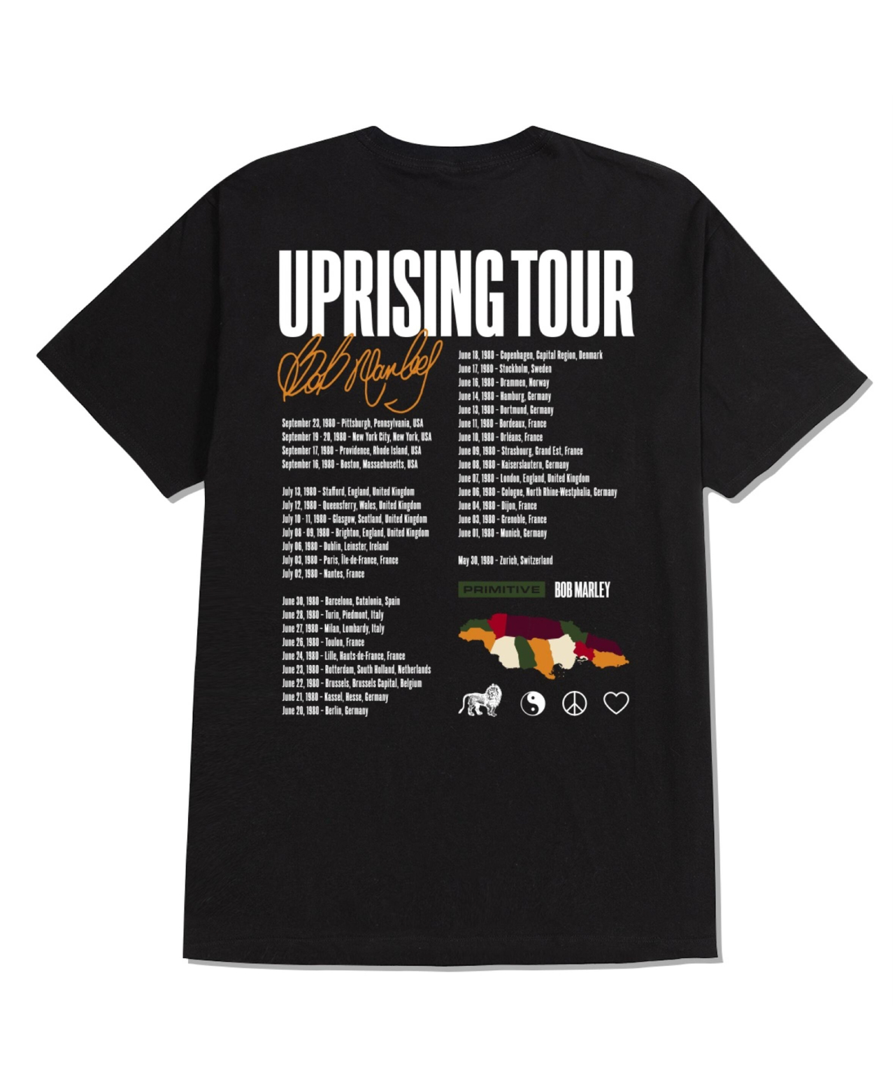 PRIMITIVE X BOB MARLEY UPRISING TEE BLACK