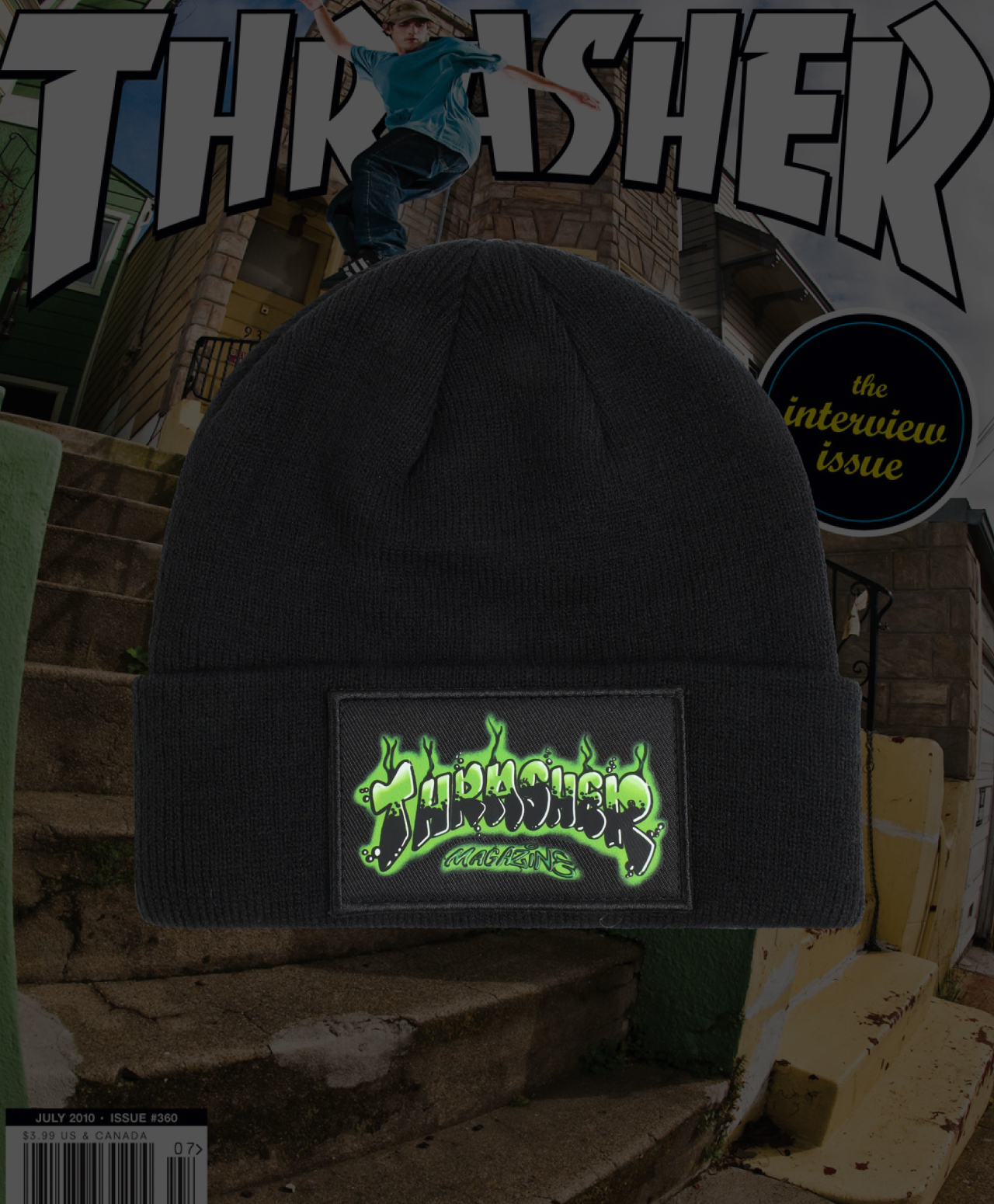 THRASHER AIRBRUSH PATCH BEANIE BLACK