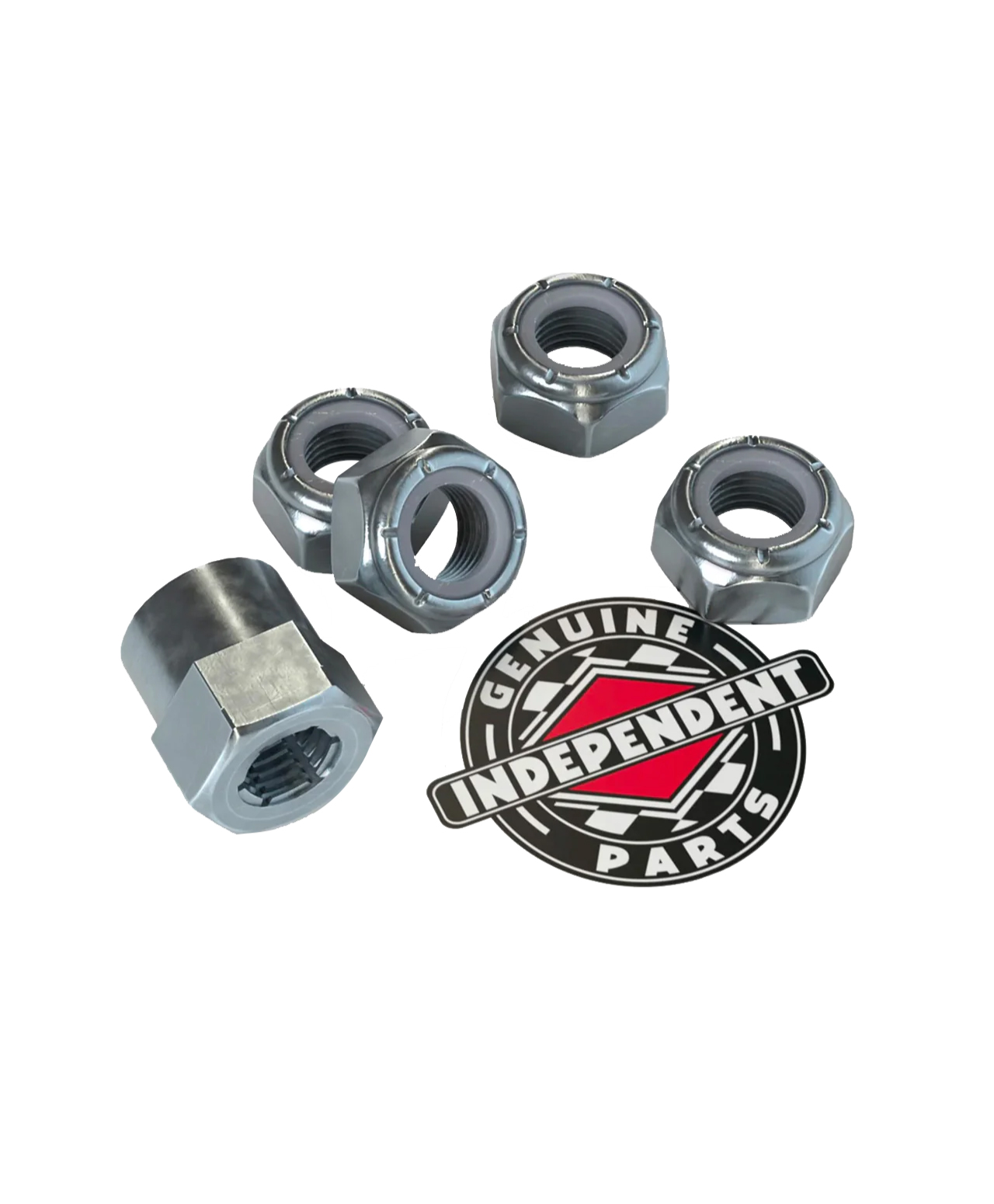 INDEPENDENT TRUCK AXLE RETHREADER & 4 AXLE NUTS SILVER