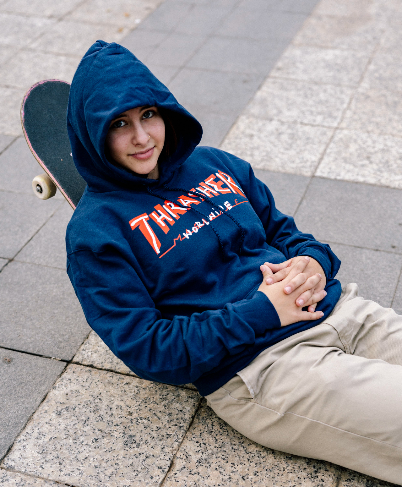 THRASHER TRADEMARK HOOD NAVY