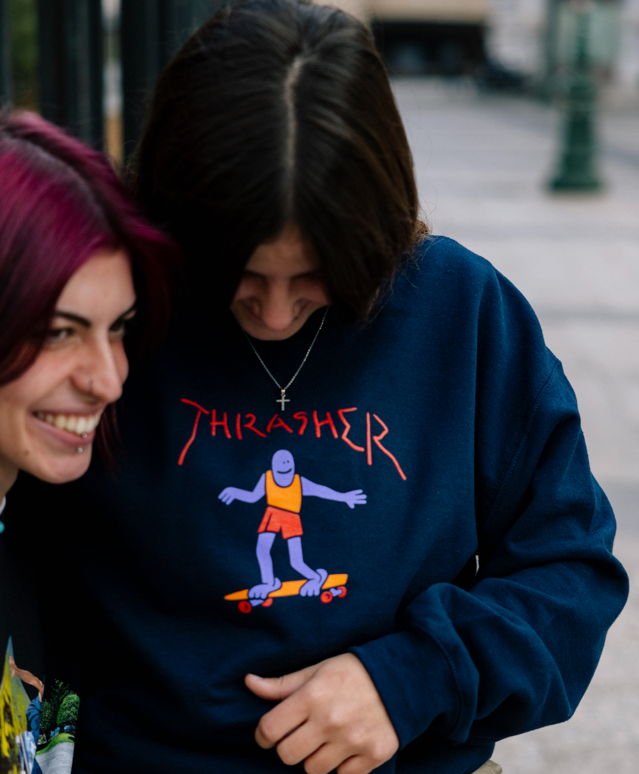 THRASHER GONZ FILL CREW NAVY BLUE