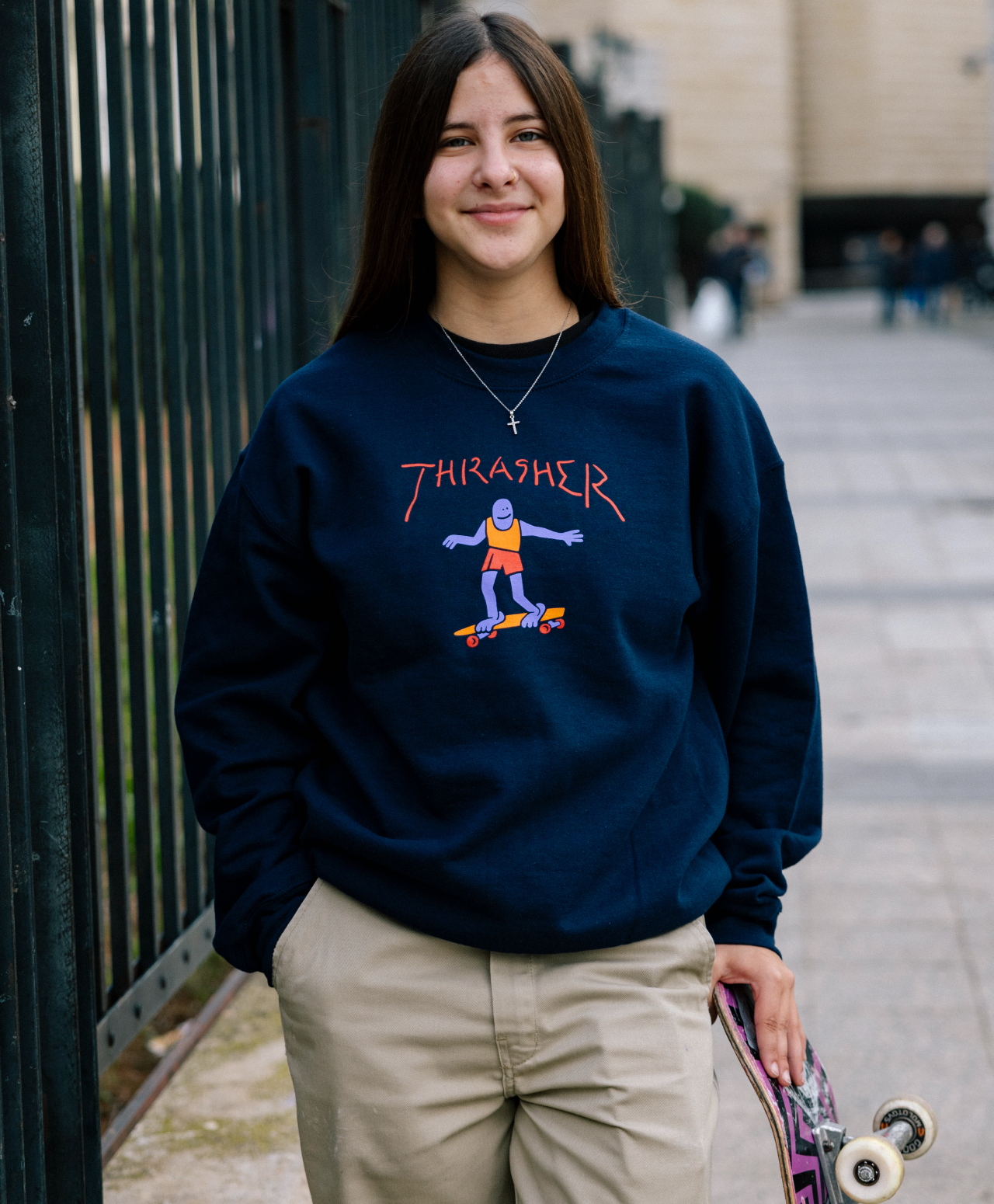 THRASHER GONZ FILL CREW NAVY BLUE | CREWS | Color Skates - Athens