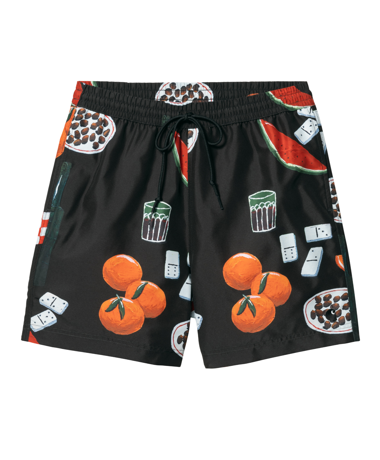 CARHARTT WIP SLATER SWIM TRUNKS ISIS MARIA DINNER PRINT BLACK