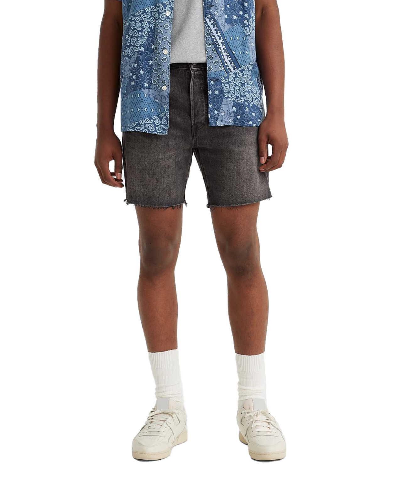 LEVIS® 501 93 CUT OFF JEAN SHORTS WORN IN BLACK