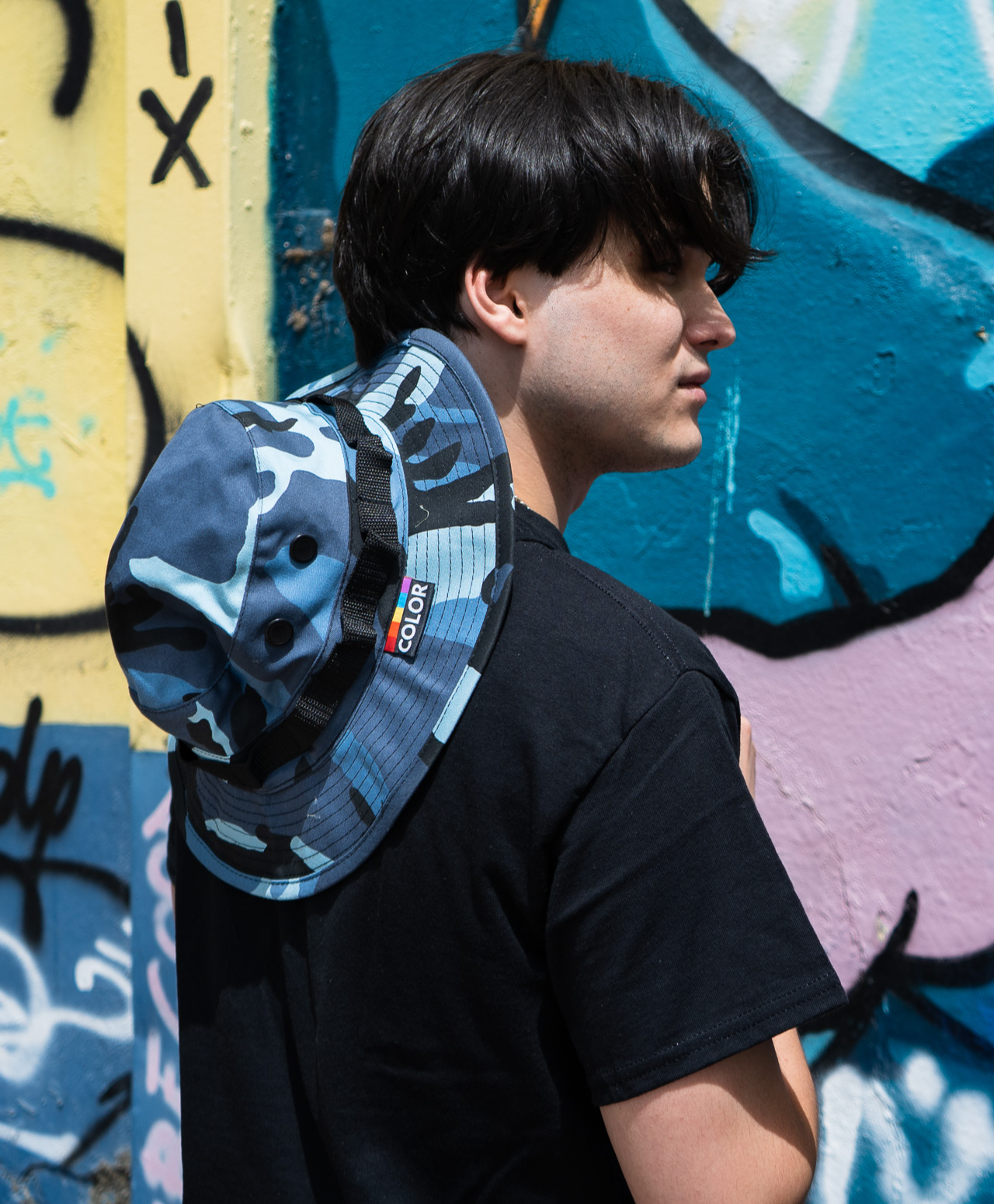 COLOR I-5 LACED BUCKET HAT LIGHT BLUE CAMO