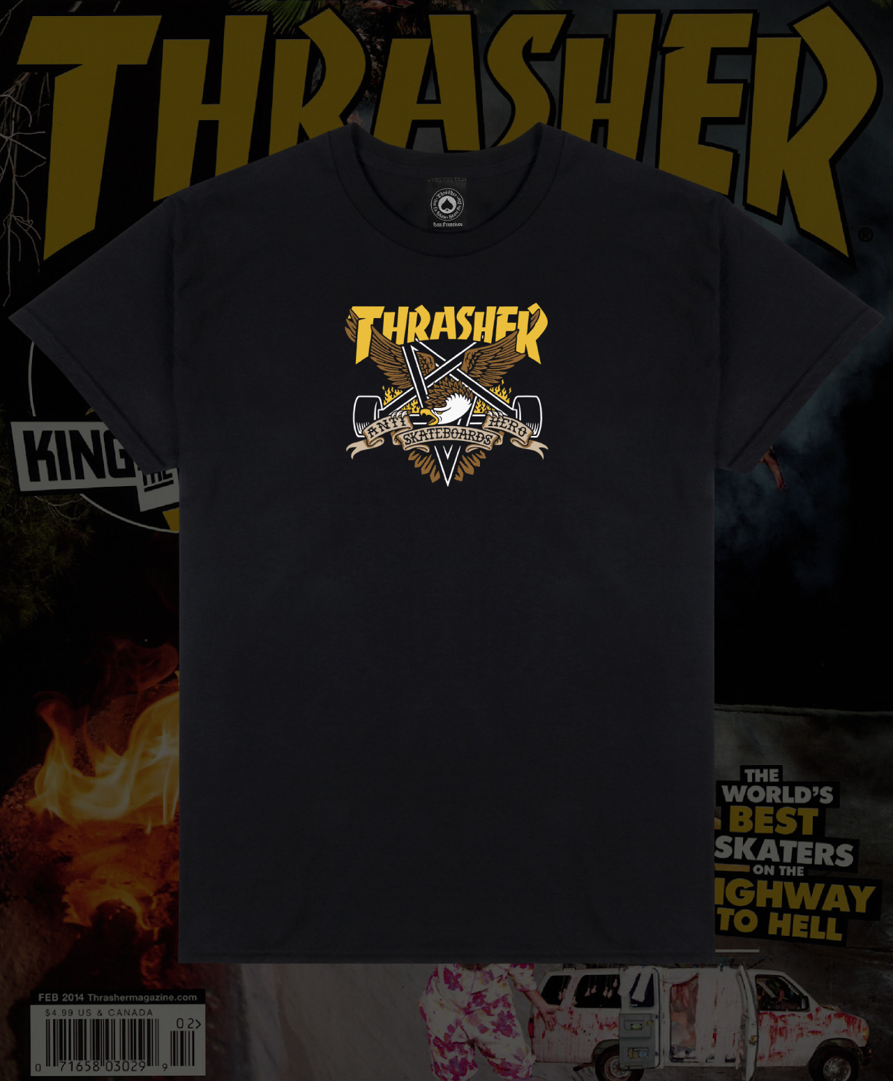 THRASHER X ANTIHERO EAGLEGRAM TEE BLACK