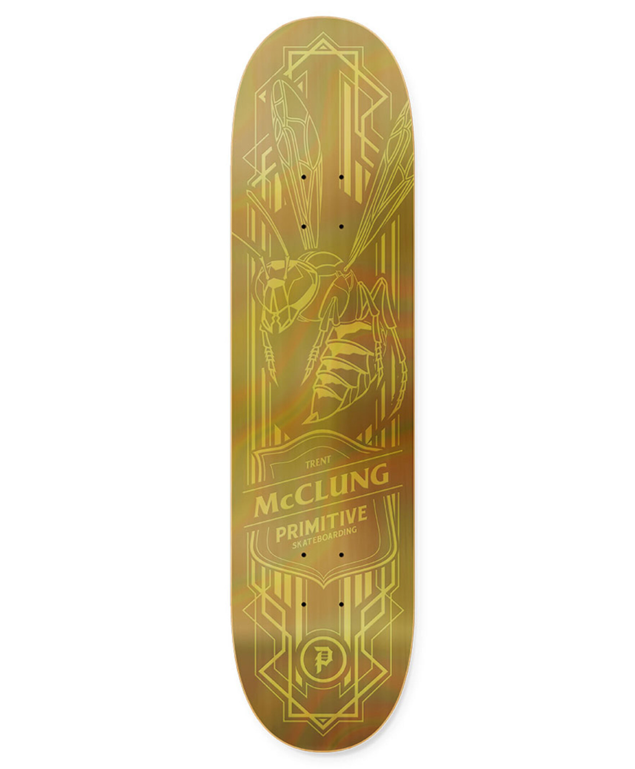 PRIMITIVE MCCLUNG HOLOFOIL HORNET SKATE DECK 8.125 GOLD