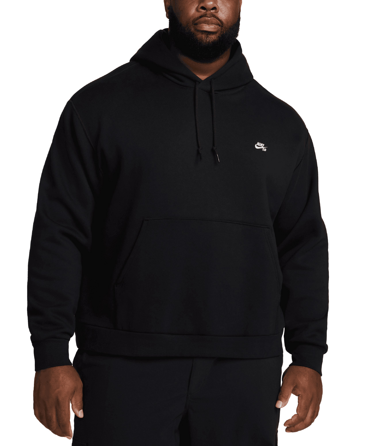 NIKE SB ESSENTIAL LOGO FLEECE HOOD BLACK/WHITE