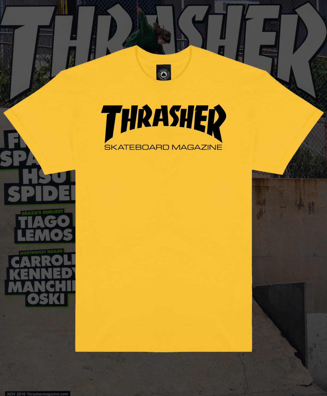 THRASHER SKATE MAG TEE GOLD/BLACK