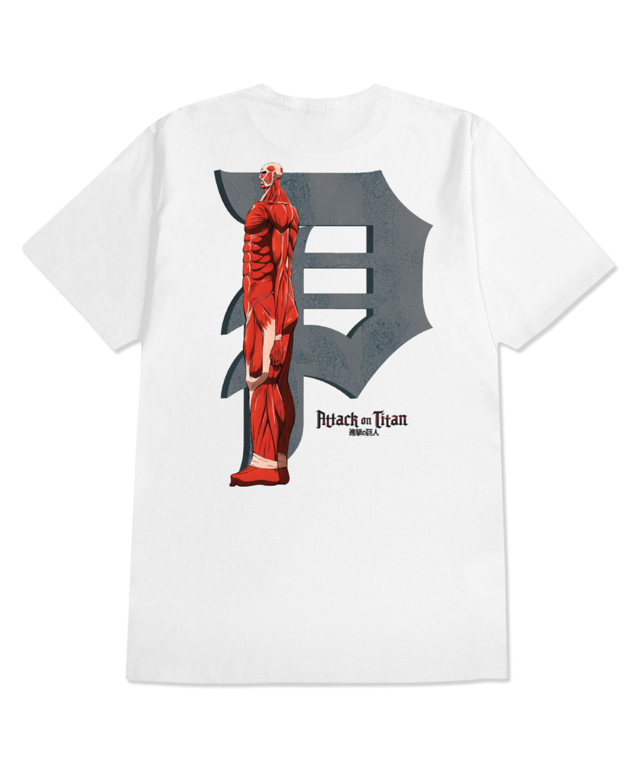 PRIMITIVE X ATTACK ON TITAN COLOSSAL DIRTY P TEE WHITE