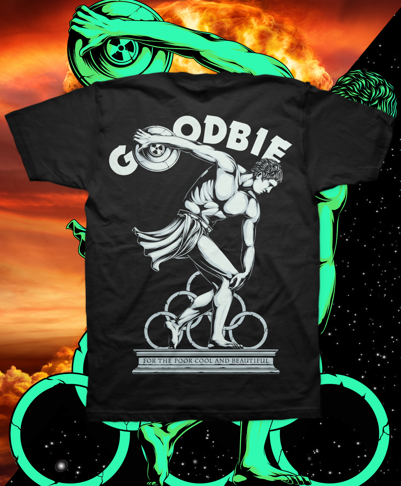 GOODBIE WAR GAMES NUCLEAR DISCMAN GLOW IN THE DARK TEE BLACK