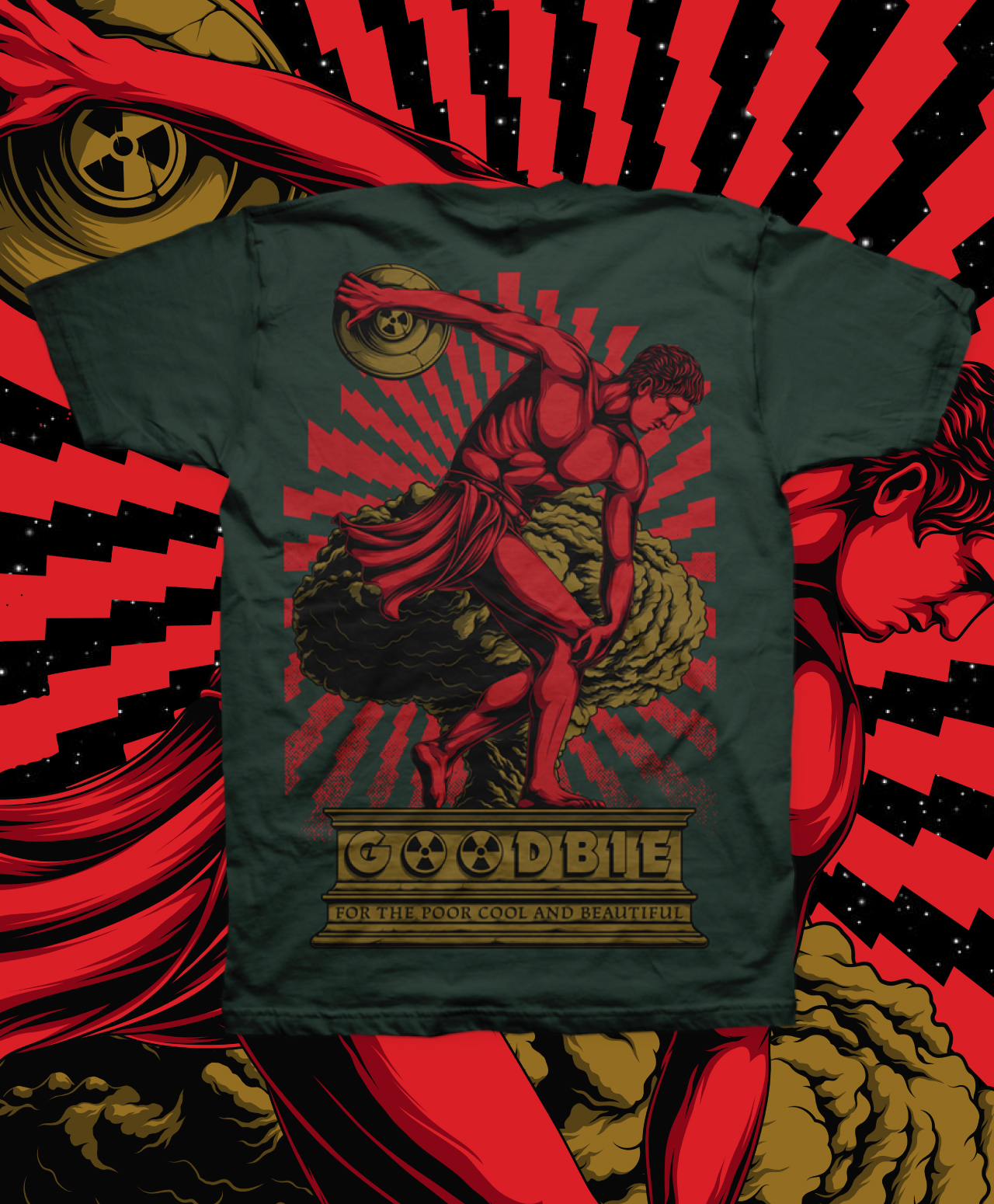 GOODBIE WAR GAMES NUCLEAR DISCMAN TEE FOREST GREEN