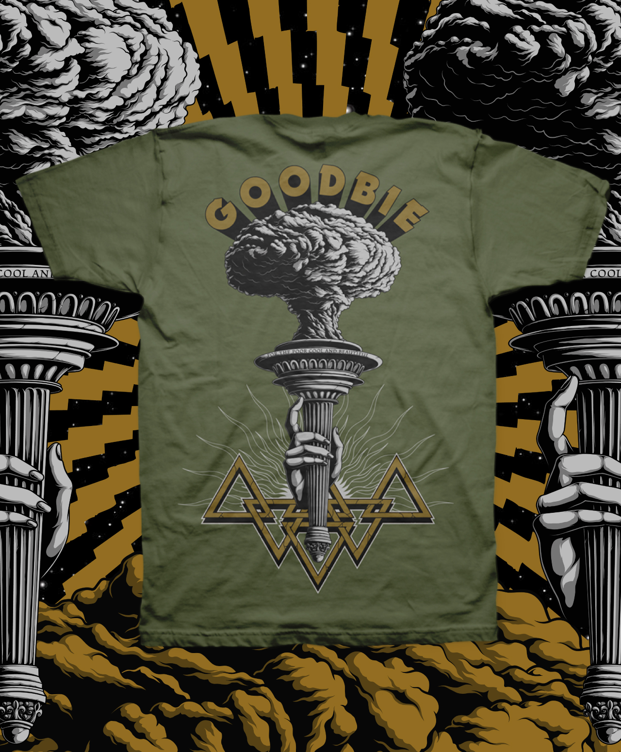 GOODBIE WAR GAMES NUCLEAR TORCH TEE OLIVE