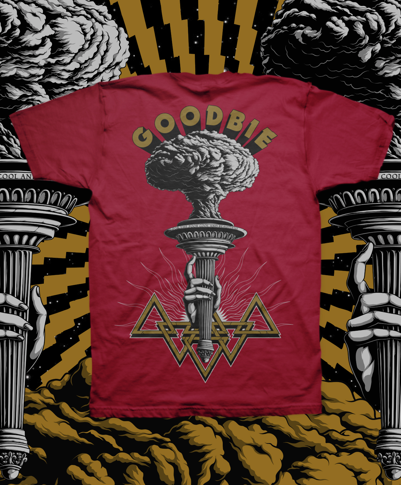 GOODBIE WAR GAMES NUCLEAR TORCH TEE CRANBERRY