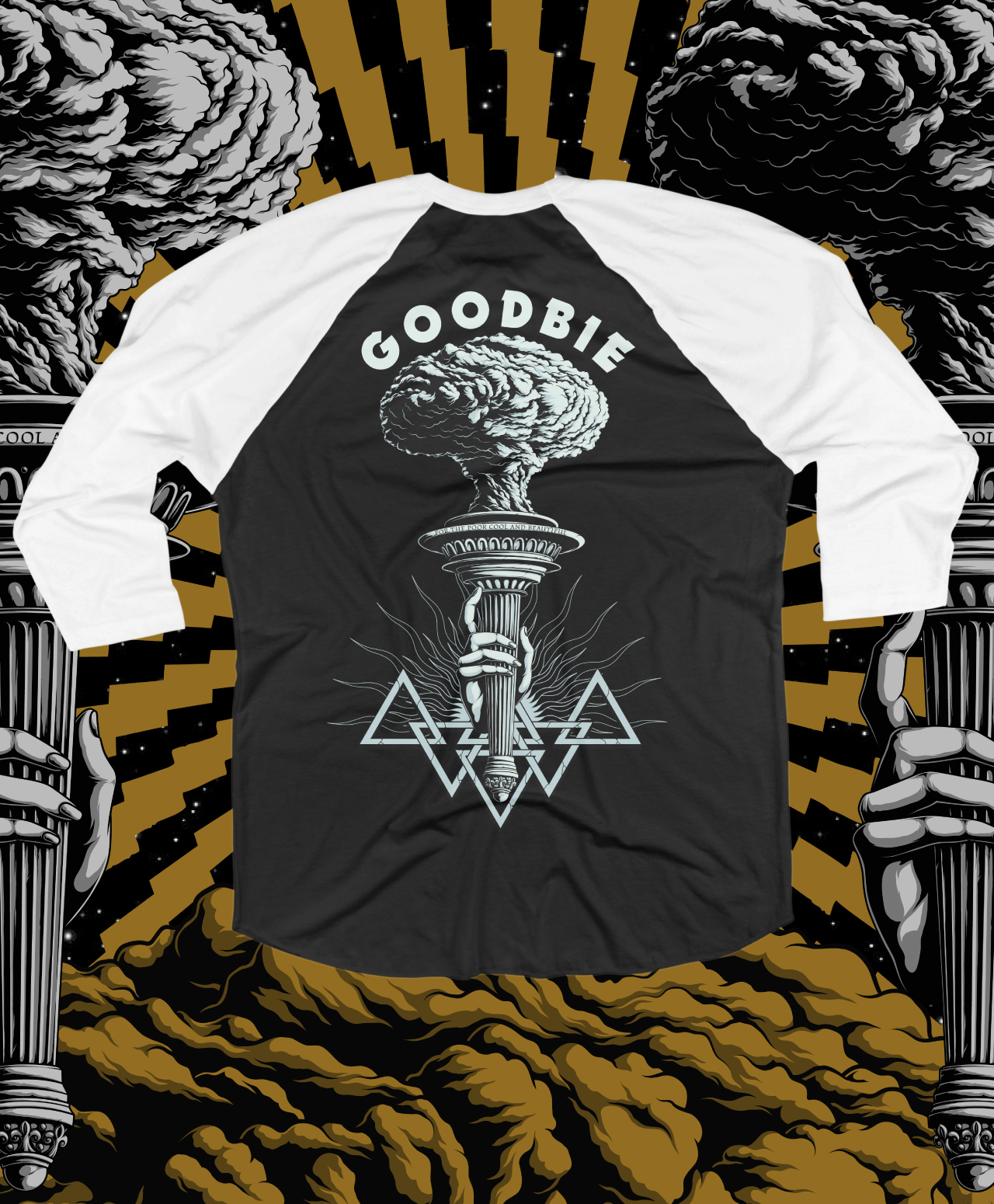 GOODBIE WAR GAMES NUCLEAR TORCH GLOW IN THE DARK RAGLAN BLACK/WHITE