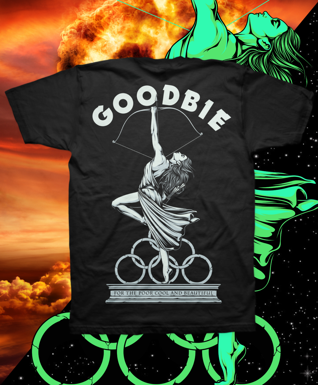 GOODBIE WAR GAMES NUCLEAR ARCHERY GLOW IN THE DARK TEE BLACK