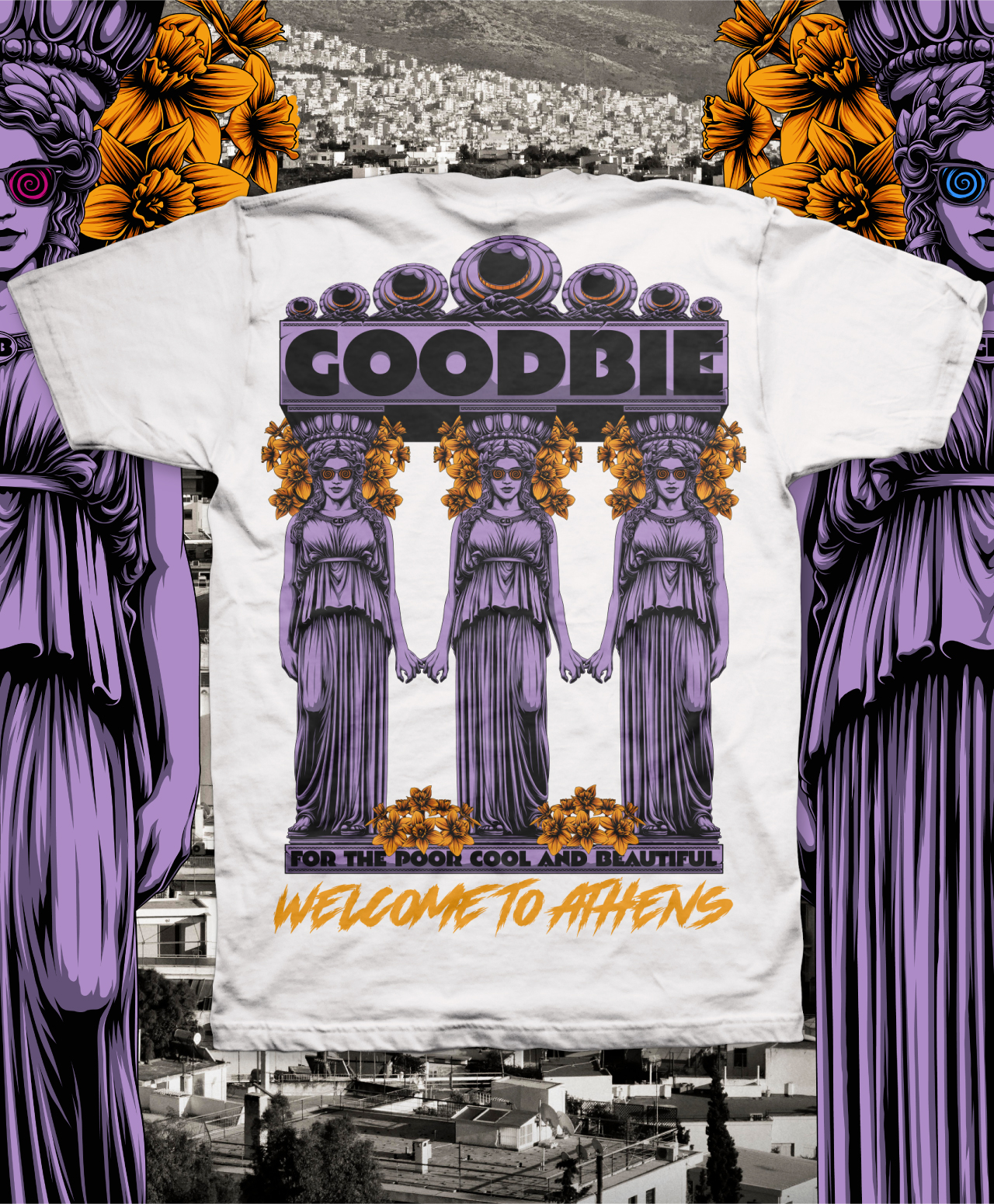 GOODBIE WELCOME TO ATHENS TEE WHITE