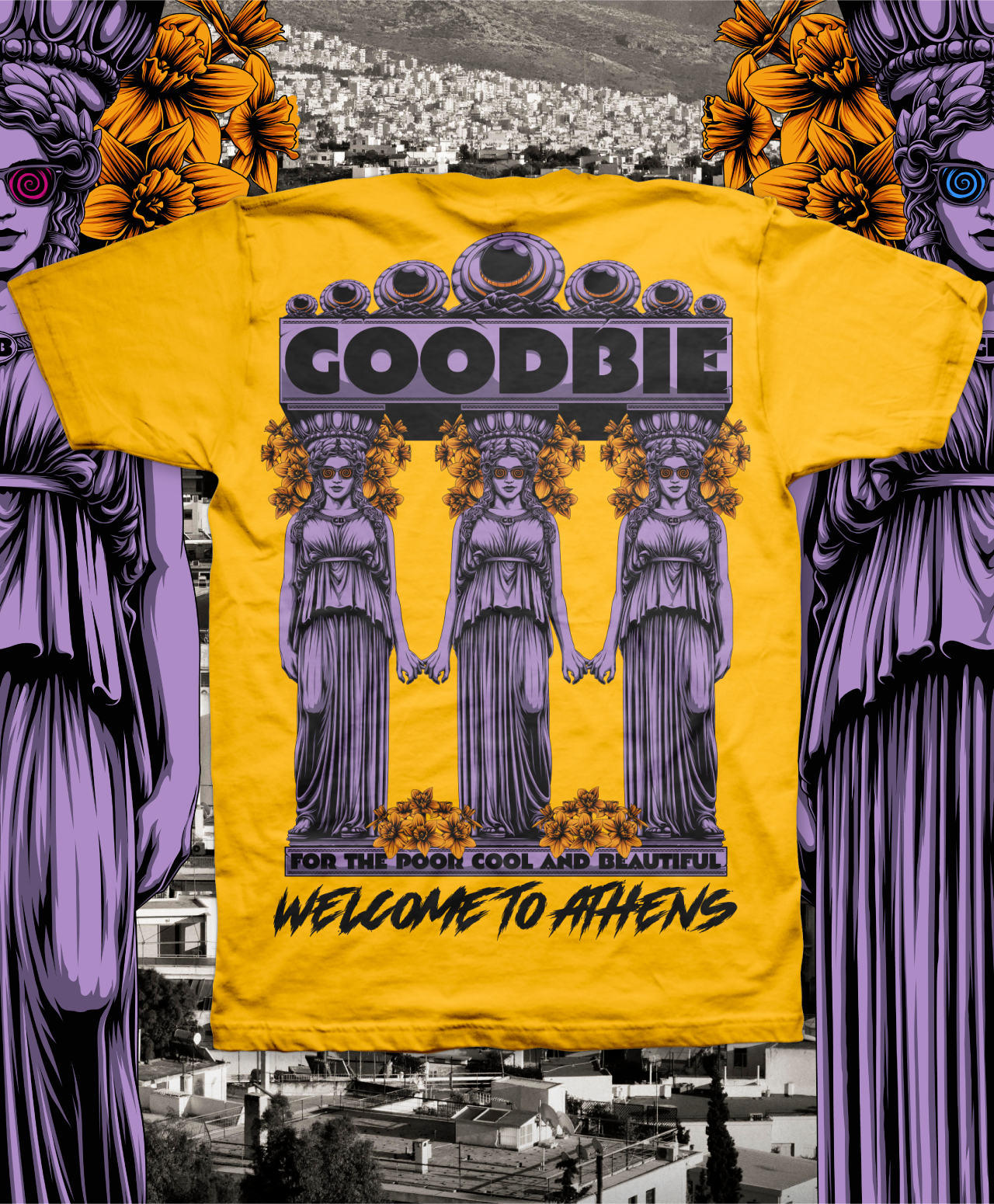 GOODBIE WELCOME TO ATHENS TEE GOLD