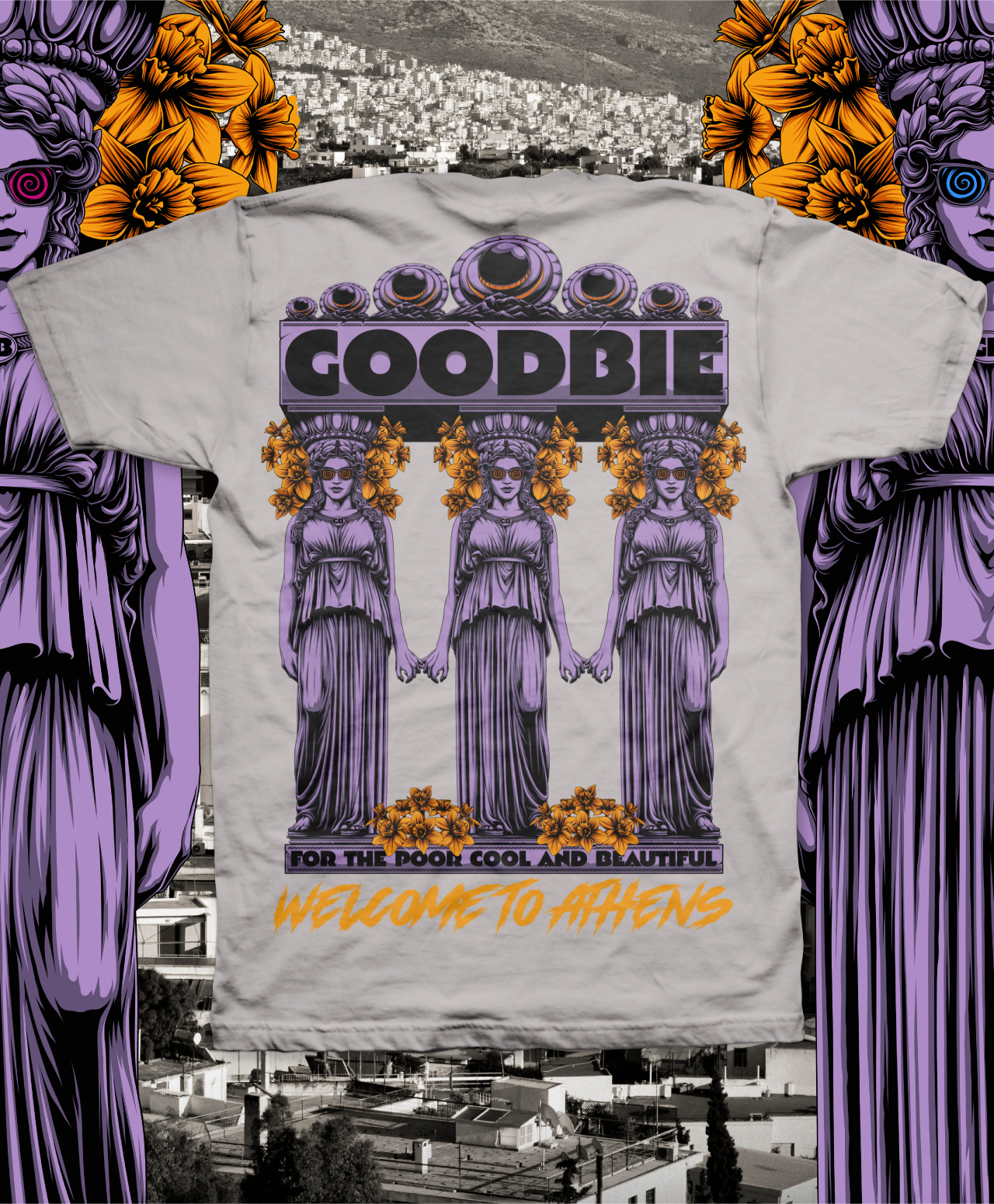 GOODBIE WELCOME TO ATHENS TEE NEW SILVER