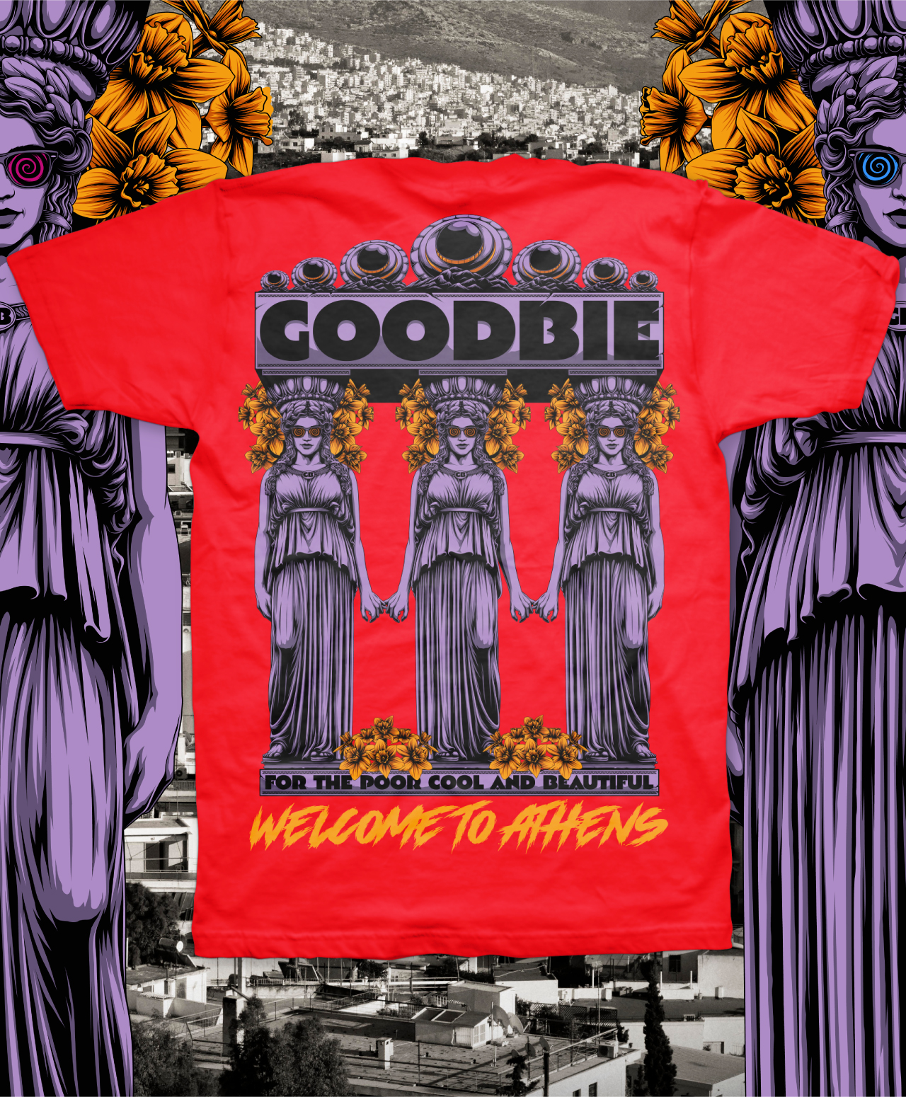 GOODBIE WELCOME TO ATHENS TEE RED