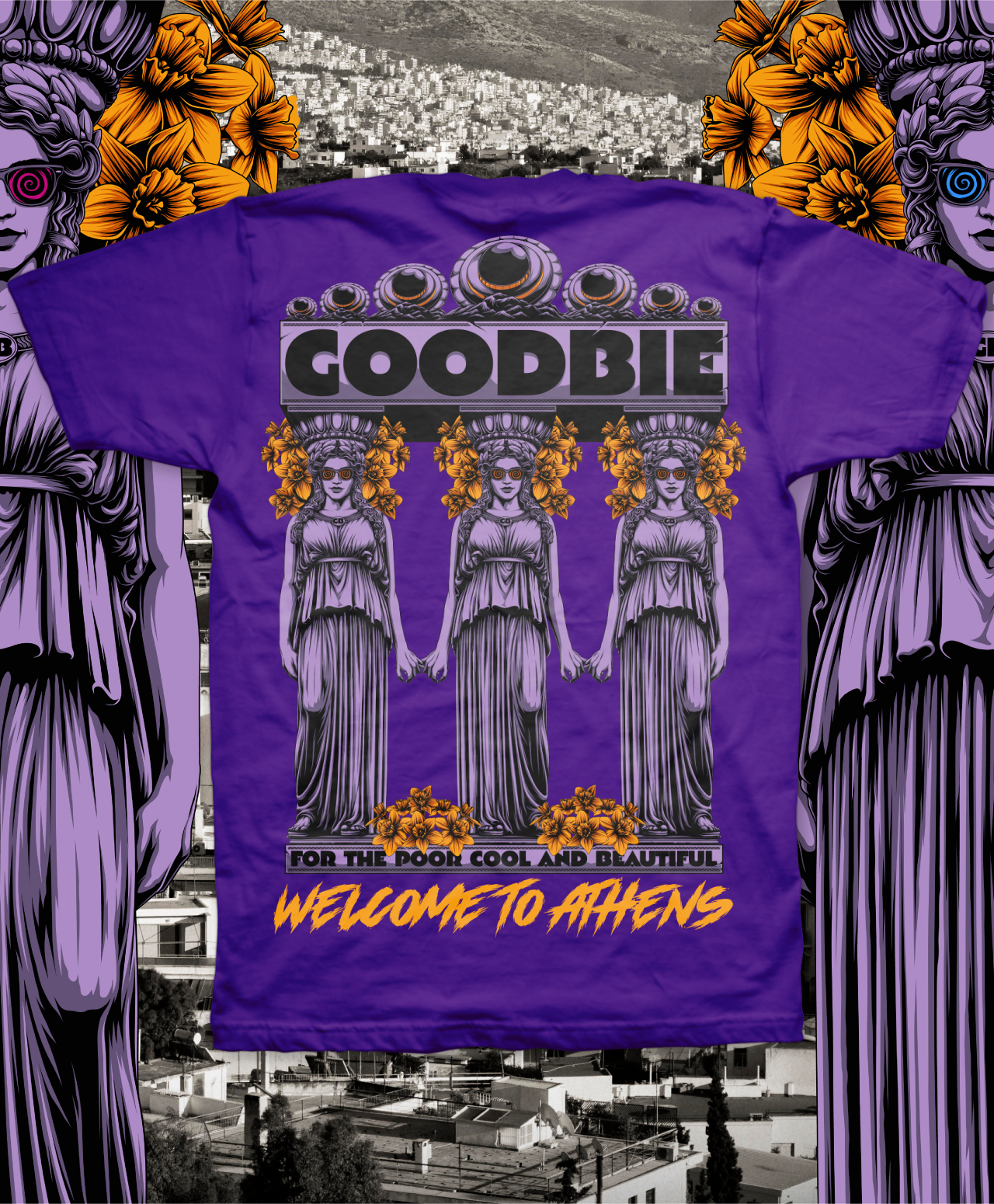 GOODBIE WELCOME TO ATHENS TEE PURPLE