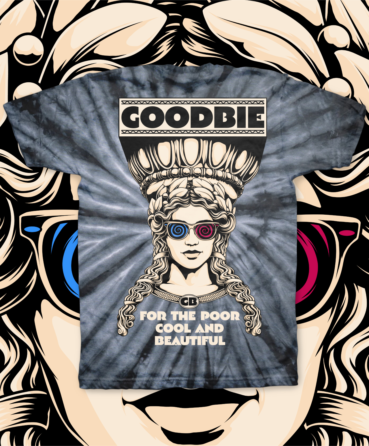 GOODBIE KARRY GLOW TIE DYE TEE BLACK