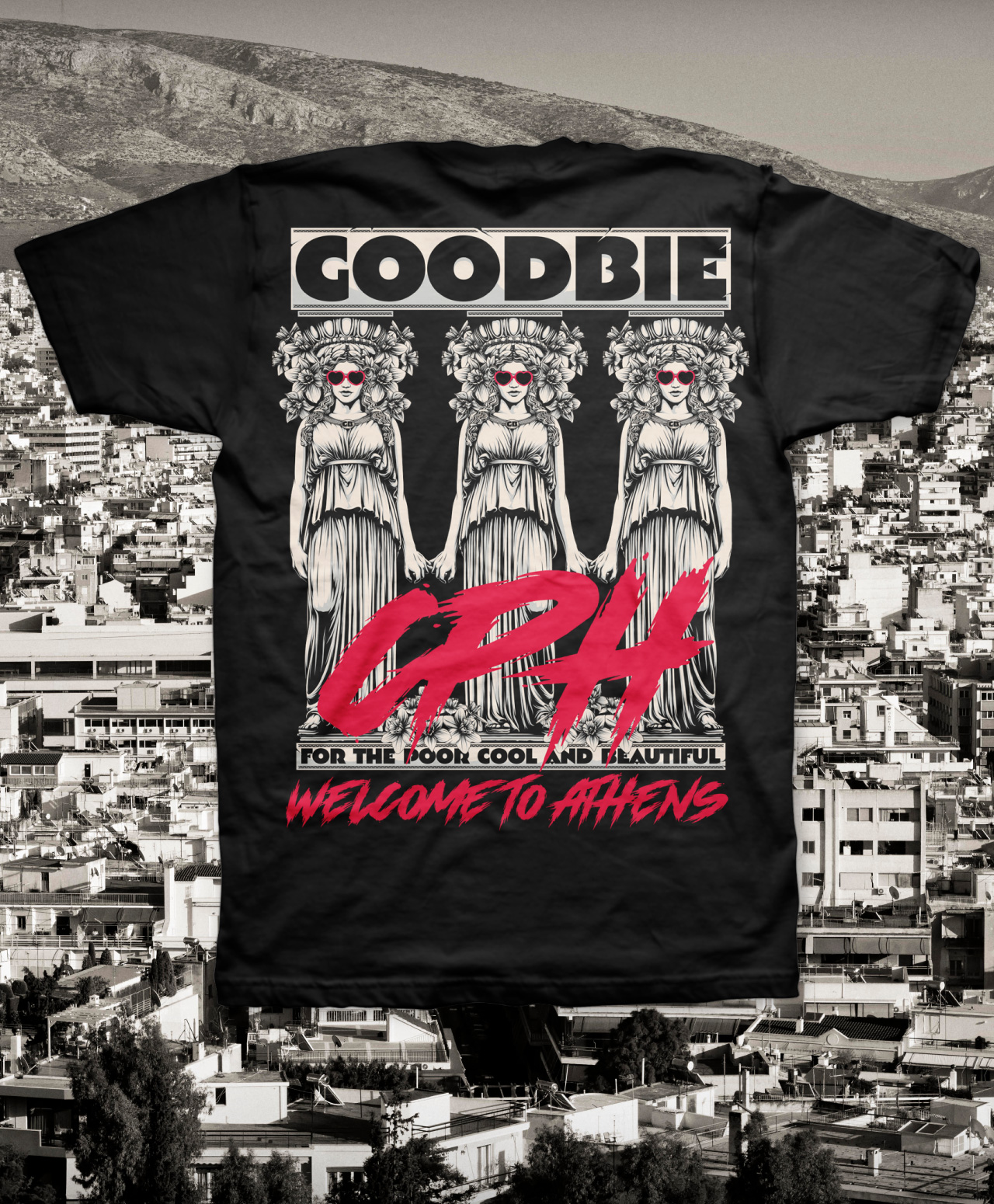 CPH X GOODBIE WELCOME TO ATHENS TEE BLACK