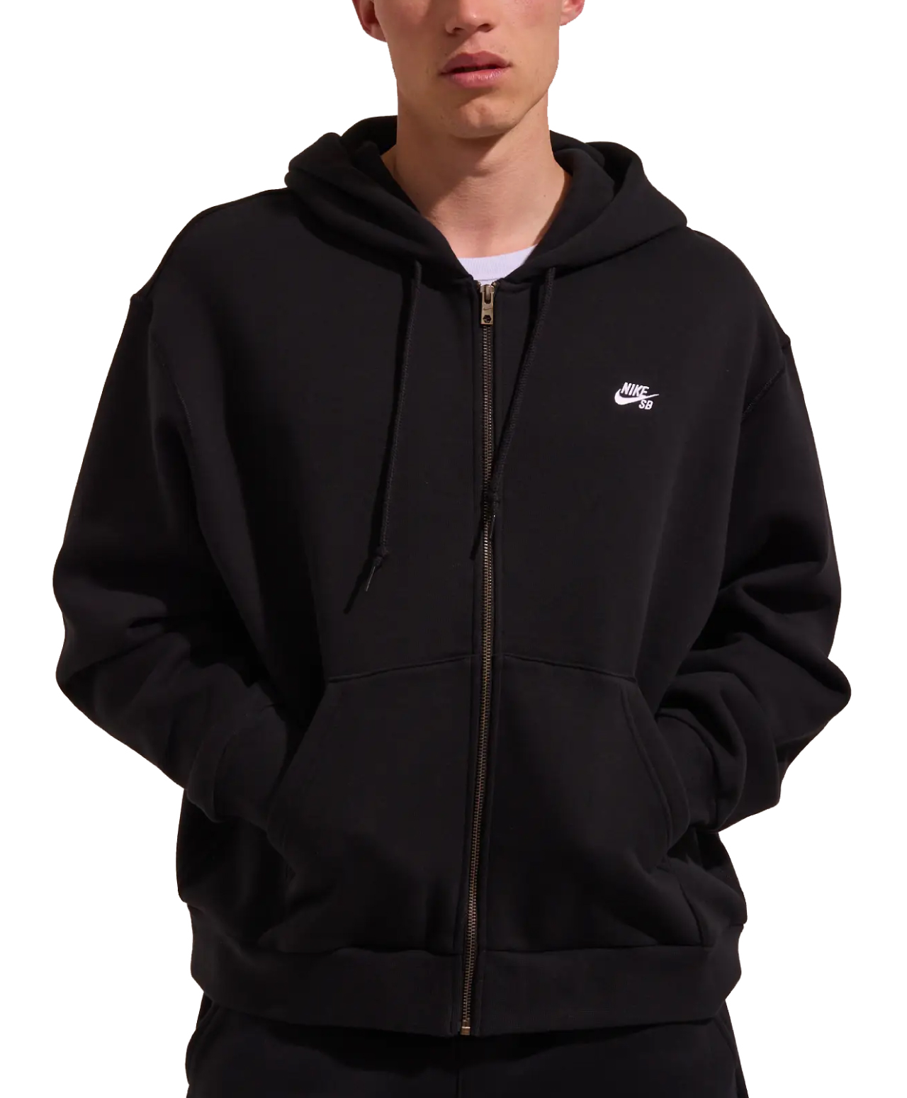 NIKE SB FLEECE ZIP HOOD BLACK/WHITE