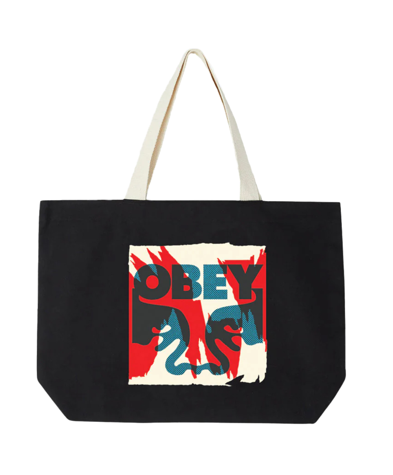 OBEY TORN POSTERS ICON TOTE BAG BLACK